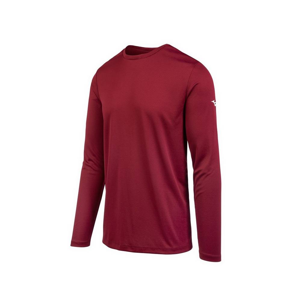 Mizuno Long Sleeve Férfi Futópóló Piros FWQ647958